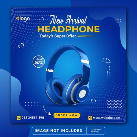 New arrival headphone sale social media ... | Premium Vector #Freepik #vector Products Advertising Design, Product Sale Poster Design, Social Media Product Post, Product Social Media Post Design, Product Ads Design, Product Promotion Design, Product Social Media Design, Product Post Design, Poster Product Design