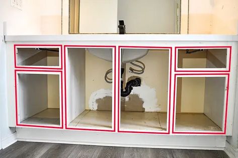 Face Framed Cabinets: How To Increase Overlay | Nieu Overlay Bathroom Cabinets, Full Overlay Cabinet Doors, Changing Cabinet Doors, Diy Door Molding, Nieu Cabinet, Diy Kitchen Cabinet Doors, Partial Overlay Cabinets, Framed Cabinets, Framed Kitchen Cabinets