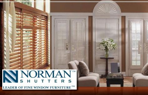 Norman Shutters, Blinds and Shades is know for there quality window fashions and is know as one of the world's biggest and respected window coverings manufacturer. We are proud to be a certified dealer. Norman Shutters, Blinds And Shades, Shutter Blinds, Window Furniture, Faux Wood Blinds, Wood Blinds, Window Styles, Shades Blinds, Faux Wood