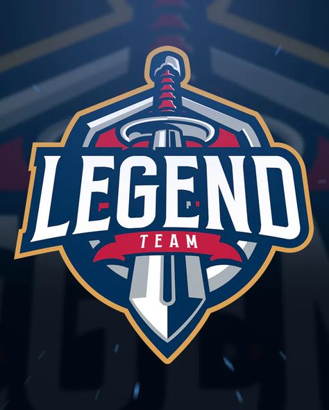 Sword Legend sport and Esport Logo Template AI, EPS Legend Logo, Squad Logo, Brand Template, Graphic Design University, Logo Feminine, Knight Logo, Sport Logos, News Web Design, Graphic Design Cards