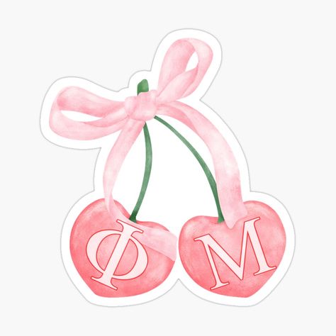 phi mu cherry bow by creationsbymego | Redbubble Phi Mu Paintings, Phi Mu Graphic, Phi Mu Letters, Preppy Backpack, Cooler Painting, Back To School Art, Phi Mu, Bow Shop, Sorority Girl