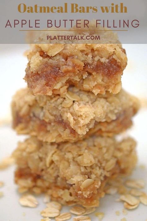 Apple Butter Bars, Recipe Using Apples, Oatmeal Apple, Apple Butter Recipe, Butter Bars, Oatmeal Bars, Cookie Bar Recipes, Fall Dessert, Think Food