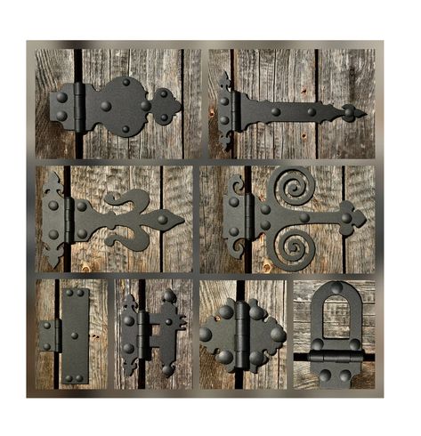 Door Hinges Ideas, Farmhouse Gates, Hinges Diy, Shutter Hinges, Barn Door Farmhouse, Wooden Hinges, Medieval Door, Antique Hinges, Gate Fence