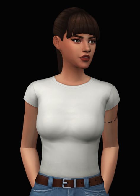 cinemasims: “ BAD HABITS TEE “ a really simple ( & i cant stress really simple enough ) mesh edit of a base game shirt. comes in solids, stripes and white trim versions. 45 swatches › fem frames T-E ›... Sims 4 Shirt Cc Maxis Match, Sims 4 T Shirt Cc, Ts4 Clothes Cc, Sims 4 Shirts, Sims 4 Cc Tops, Ts4 Mm Cc, Sims 4 Girl, Sims 4 Legacy, Ems Shirts