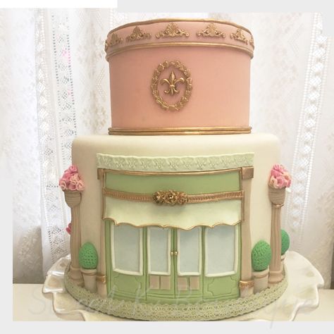 Laduree inspired cake. Parisian Birthday, Baby Shower Balloon Arch, Paris Cakes, Vintage Dollhouse, Shower Themes, Baby Shower Balloons, Balloon Arch, Polymer Clay Crafts, Macaroons