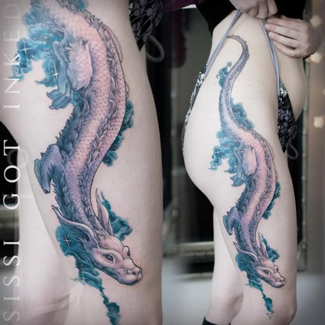 Falkor the Luck Dragon from The Neverending Story by Konstanze K. Luck Dragon Tattoo, Luck Dragon, Story Tattoo, Petit Tattoo, Tattoo Trend, Neverending Story, Sweet Tattoos, The Neverending Story, Inspiration Tattoos