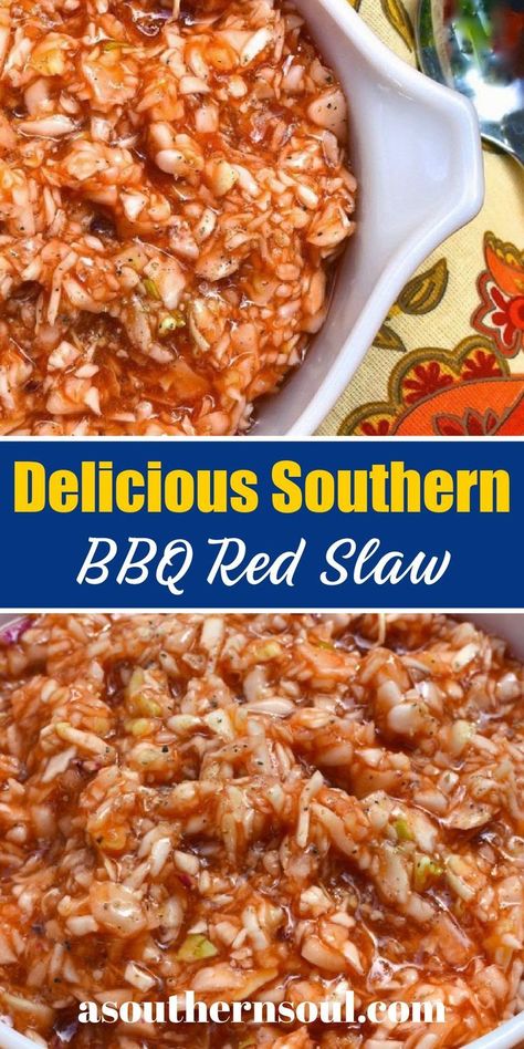 Barbecue Slaw Recipe, Red Slaw Recipe, Bbq Slaw Recipe, Carolina Slaw Recipe, Hot Dog Slaw Recipe, Hot Slaw Recipe, Slaw For Pulled Pork, Carolina Slaw, Red Slaw