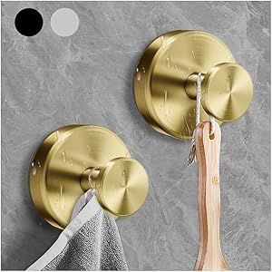 2024 New Suction Cup Hooks for Shower,Luxe Hold No-Drill Stainless Waterproof Suction Cup Hooks for Hanging up to 15lbs,Shower Hooks for Inside Shower for Bathroom,Mounting on Glass Doors-Gold,2PCS Suction Cup Hooks, Cup Hooks, Shower Hooks, Bathroom Doors, Hung Up, Hanging Hooks, Glass Doors, Suction Cup, Glass Door