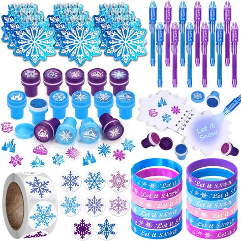 PRICES MAY VARY. Unique Frozen Birthday Party Favors - We offer 12 invisible ink pens (purple and blue), 12 snowflake notebooks, 12 frozen silicone bracelets, 24 stampers (with castle, snowflake, princess crown pattern), 1 roll of snowflake stickers, for a total of 61pcs. This is a complete set of elsa frozen party favors that kids especially girls will love, these are the perfect gifts. Ideal Frozen Party Gifts - Our frozen party favors set comes in blue and purple, and most accessories feature Elsa Frozen Birthday, Elsa Frozen Party, Frozen First Birthday, Frozen Birthday Party Favors, Winter Party Favor, Invisible Ink Pen, Frozen 3rd Birthday, Frozen Birthday Party Decorations, Frozen Party Favors