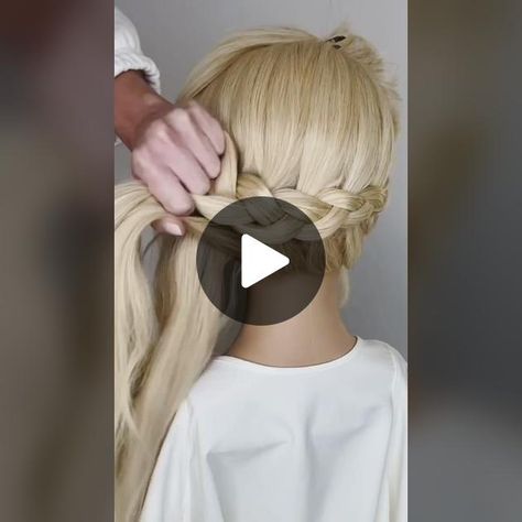 I found this as tutorial for a “Dutch Halo Braid” if it’s helpful. Dutch Halo Braid, Halo Braid Tutorial, Halo Braid Tutorials, Halo Braid, Braid Tutorial, New Pins, Halo, Braids, Hair