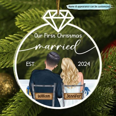 Xmas Couple, Keepsake Wedding, Outdoor Couple, First Christmas Married, Our First Christmas, Newlywed Gifts, Ornament Gifts, First Christmas, Personalized Custom