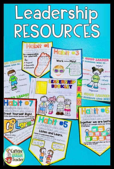 Leader Bulletin Board, Leadership Worksheets, Teaching Leadership, Leadership Notebook, Data Binders, Student Leadership, Leadership Activities, Caffeine Queen, Teachers Resources