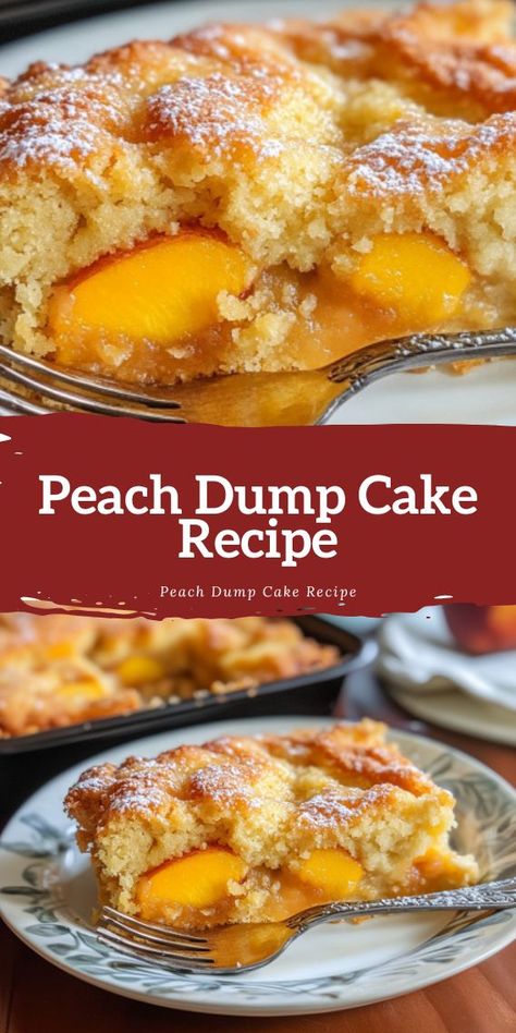 Peach Dump Cake Recipe Cobbler Dump Cake, Peach Cake Recipes, Peach Cobbler Dump Cake, Red Birthday Cake, Peach Dump Cake, Peach Pie Filling, Dump Recipes, Warm Desserts, Dump Cake Recipe