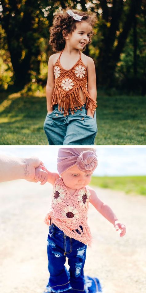 Easy Crochet Halter Tops - Free Patterns – 1001 Patterns Crochet Top For Kids, Granny Square Halter Top Free Pattern, Bohemian Crochet Halter Top, Summer Crochet Halter Neck Crop Top, Summer Beach Crochet Halter Top, Girls Crochet Top, Halter Top Pattern Free, Crochet Toddler Tank Top Free Pattern, Easy Crochet Halter Top