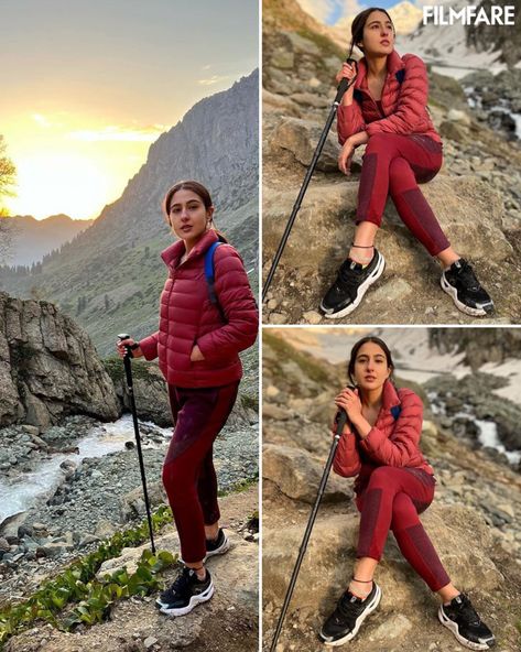 Kedarnath Trekking Outfit Women, Kedarnath Outfit Ideas For Women, Kedarnath Outfit Ideas, Winter Trekking Outfit Women, Trekking Outfit Women Winter, Outfits For Manali Trip, Manali Outfit Ideas, Panch Kedar, Hiking Ootd