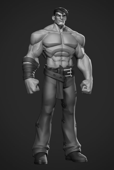 ArtStation - Stylized Strong Man Stylized Proportions, Stylized Character Concept Art, Stylized Sculpt, Strong Character Design, Stylized Body, Stylized Character Design, Stylized Anatomy, Skins Characters, Zbrush Character