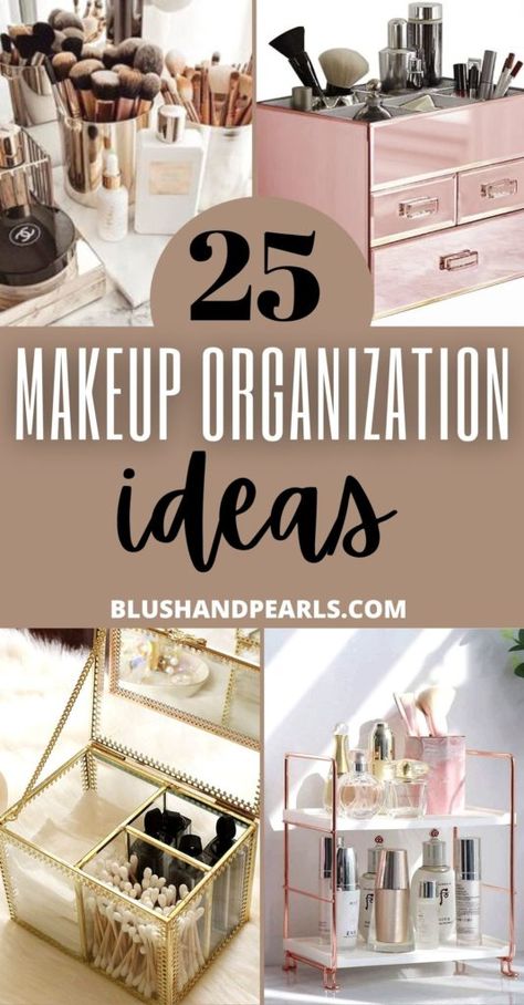 makeup organization ideas Organizing Ideas For Makeup, Cheap Makeup Vanity, Organize Beauty Products, Vanity Simple, Bathroom Makeup Vanity Ideas, Bathroom Makeup Vanity, How To Organize Makeup, Vanity Makeup Storage, Best Drugstore Lipstick