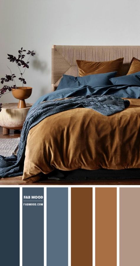 Grey Brown Bedrooms, Brown Bedroom Ideas, Wooden Table Legs, Blue Gray Bedroom, Dark Blue Bedrooms, Bedroom Brown, Grey Bedroom Decor, Brown Bedroom, Loft Room