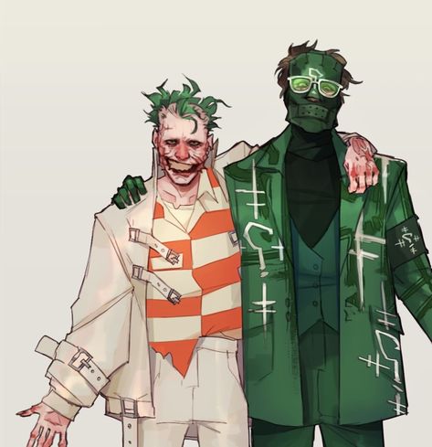 Joker X Lex Luthor, Batman Villains Fanart, The Scarecrow Batman, Riddler Design, Batman X Riddler, Comic Riddler, Joker Redesign, The Riddler Fanart, The Batman Riddler