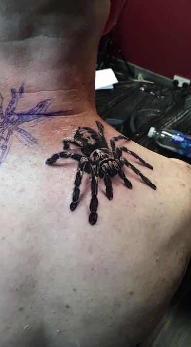 Man's 3D spider tattoo is so realistic it has arachnophobes screaming in horror Tarantula Tattoo, 3d Spider Tattoo, Spider Tattoos, 3d Spider, Animal Sleeve, Hyper Realism, Animal Sleeve Tattoo, Realism Tattoos, Big Spiders