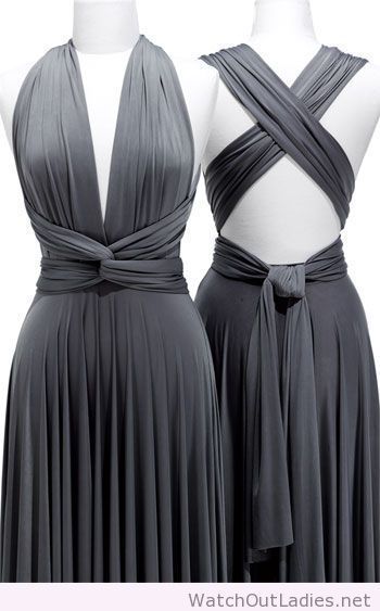 ✿ ✿ ☺ Infinity Dress Ways To Wear, Infinity Dress Styles, Vestido Convertible, Knee Length Prom Dress, Multiway Dress, Mode Mantel, Multi Way Dress, Grey Bridesmaids, Grey Bridesmaid Dresses