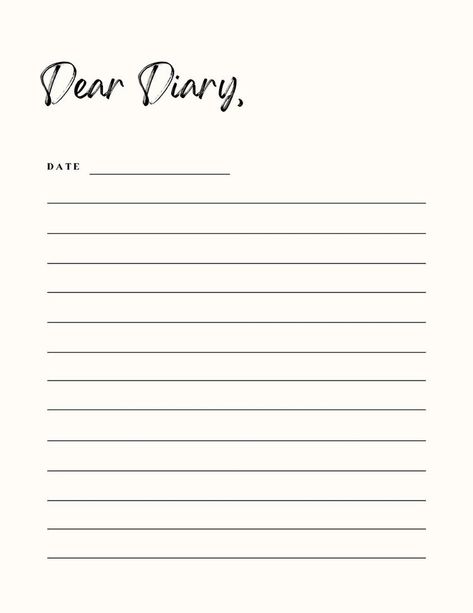 Blank Diary Page, Diary Template Journals, Diary Page Template, Journal Printables Free, Notes Templates, Diary Template, Goodnotes 5, Lined Writing Paper, Writing Paper Printable Stationery