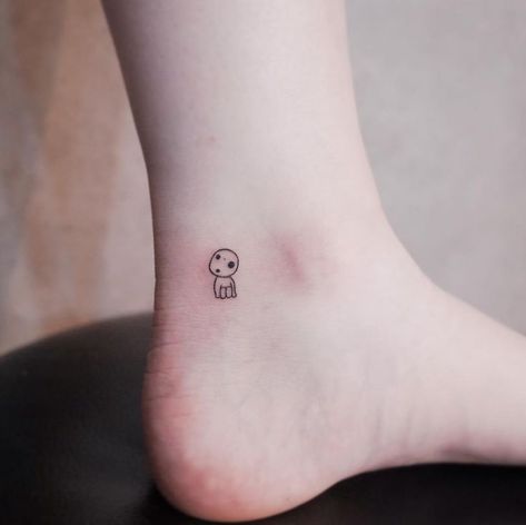 30 Cute Mini Tattoos by Witty Button    #Uncategorized Cute Mini Tattoos, Kodama Tattoo, Tatuaje Studio Ghibli, Button Tattoo, Stick Poke Tattoo, One Word Tattoos, Ghibli Tattoo, Tattoo Trend, Kawaii Tattoo