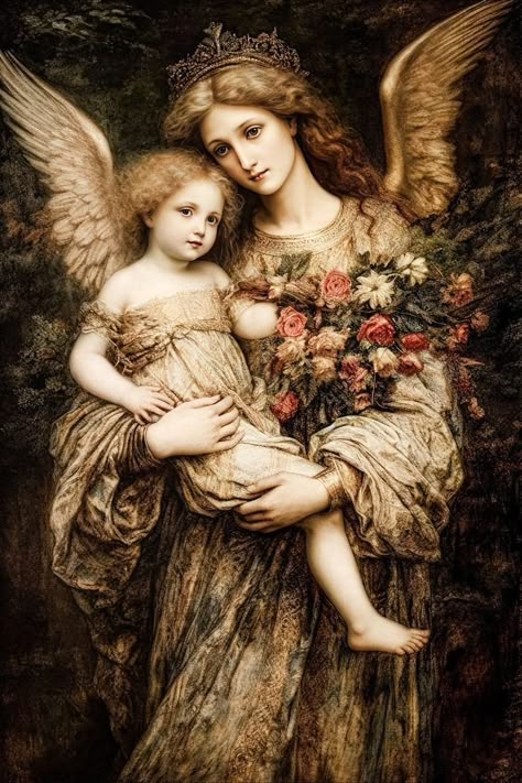 Guardian Angel Images, Mother Mary Pictures, Pre Raphaelite Art, Rennaissance Art, Beautiful Angels Pictures, Angel Images, Angels Among Us, Beautiful Prayers, Angel Painting