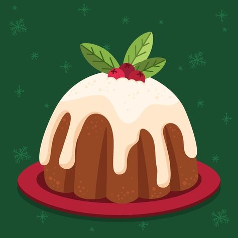 Christmas Cake Drawing, Bundt Cake Drawing, Christmas Cake Illustration, Christmas Food Illustration, Christmas Pudding Drawing, Christmas Bakery Illustration, Christmas Pudding Embroidery, Christmas Pudding Illustration, Knitted Christmas Pudding