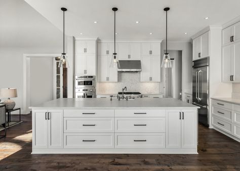 How to Organize Kitchen Cabinets: 10 Organization Tips - 2022 - MasterClass Stainless Steel Cabinet Hardware, Kitchen Refurbishment, Quartz Backsplash, Kitchen Cabinet Layout, Recessed Downlight, Stainless Steel Cabinets, Led Design, Recessed Downlights, White Kitchen Design