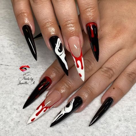 Gelx nails Scream Nails, Anniversay Gifts, Fancy Nails Designs, Stiletto Nails Designs, Fancy Nails, Stiletto Nails, Halloween Nails, Fashion Nails, Nail Design