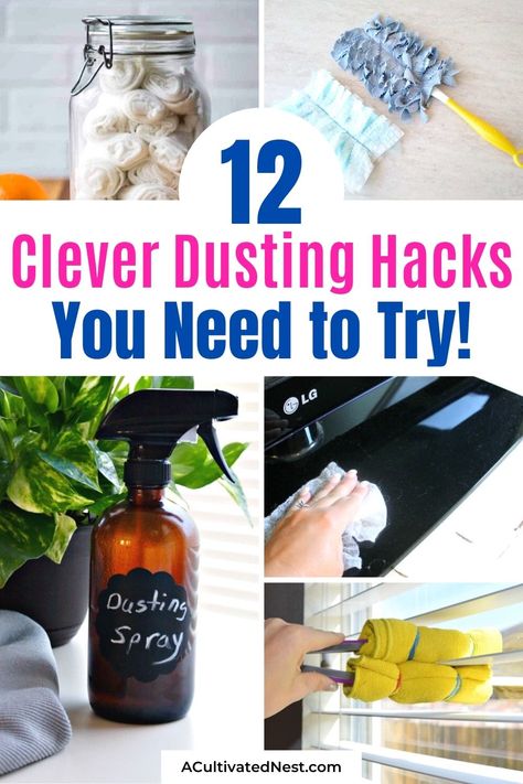 How To Reduce Dust In Your Home, How To Keep Dust Down In House, Dusting Hacks, Dusty House, Dusting Tips, Dusting Blinds, Dusting Spray, Spring Cleaning Tips, Cleaning Schedule Printable