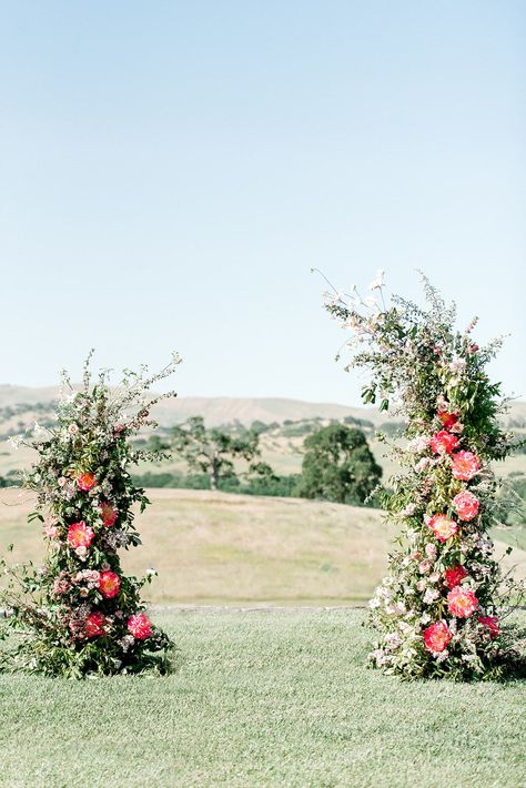 Read More: https://www.stylemepretty.com//www.stylemepretty.com/vault/image/6916091 Floral Arch Wedding Outdoor, Floral Portfolio, Spring Garden Decor, Vineyard Weddings, Wedding Arbors, Coral Charm Peony, Arch Decor, Wedding Backdrops, Cabo Wedding