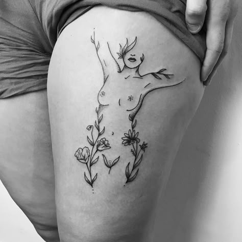 Tattoos Of Women Bodies, Lady Silhouette Tattoo, Woman Made Of Flowers Tattoo, Women’s Figure Tattoo, Women Body Line Art Tattoo, Female Silhouette Tattoo, Woman Figure Tattoo, Plant Lady Tattoo, Flower Lady Tattoo