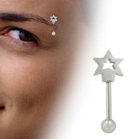 Straight Barbell Eyebrow Ring with Star Design   Description Barbell eyebrow ring, 316L high-grade surgical steel shaft with star design Size is 16 gauge, length 8mm - 5/16" inch Item sold individually   Shipping and Return We are a U.S. based seller and all of our products are shipped from the United States. You can return any product within 30 days from purchase date.