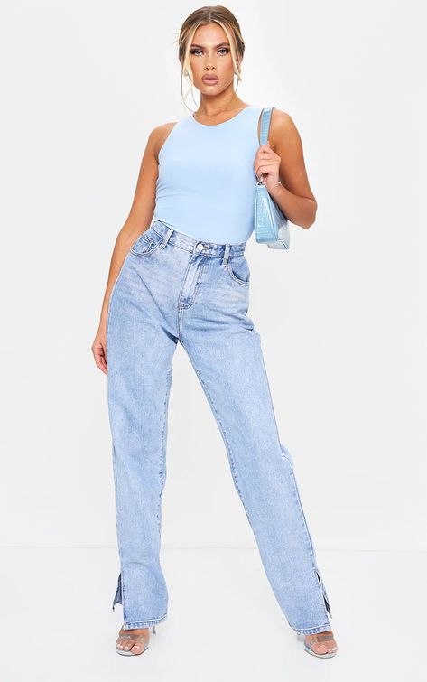 Blue Mom Jeans Outfit, Blue Mom Jeans, Zara Bodysuit, Mom Jeans Outfit, Bodysuit Tops, Mom Jean, Sleeveless Bodysuit, Jeans Outfit, Work Clothes