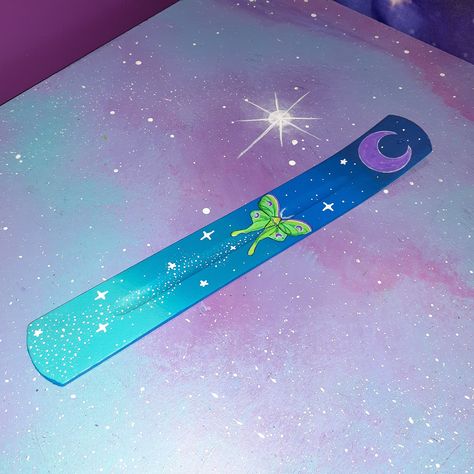 incense holder luna moth & moon / witch altar burner stick / cottage core space celestial stars butterfly insect night / fragrance decor Whimsy Witch, Witch Altar, Celestial Stars, Incense Burner Holder, Butterfly Insect, Witches Altar, Moon Witch, Luna Moth, Incense Holders