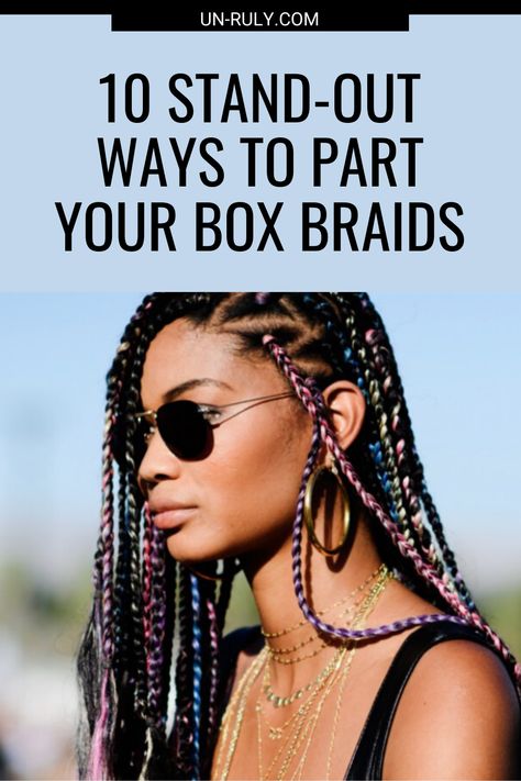 Box Braids Front Part, Braiding Patterns For Box Braids, Box Braiding Parting Pattern, Parting Styles For Box Braids, Semi Braided Hairstyles, Braid Parts Pattern, Box Braid Parts Pattern, How To Take Out Box Braids, Ways To Part Hair For Braids