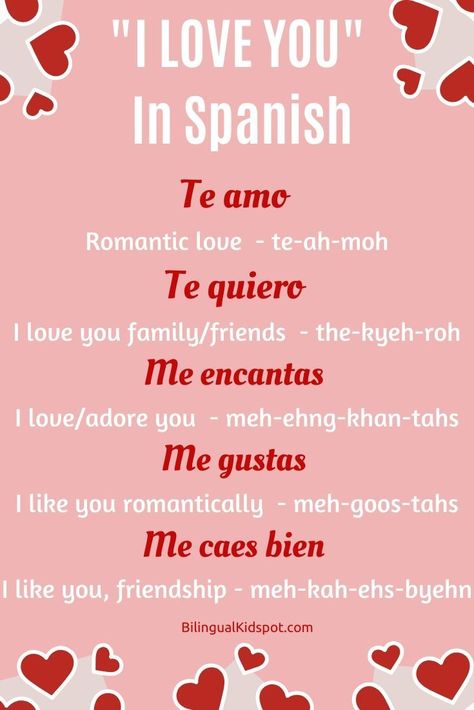 How to say I Love You in Spanish Infographic Spanish Love Phrases, How To Say I Love You, Love In Spanish, Quotes In Spanish, Spanish Notes, Useful Spanish Phrases, Spanish Words For Beginners, Basic Spanish Words, Spanish Basics