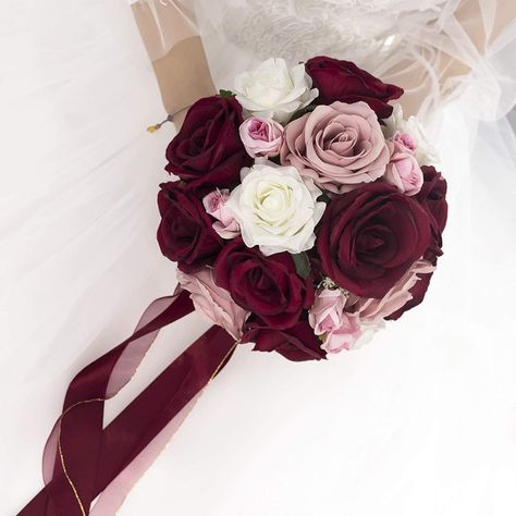 Pink Rose Wedding Bouquet, Bridal Wedding Flowers, Pink Roses Wedding, Burgundy Bouquet, Bridesmaid Corsage, Bridal Bouquet Pink, Rose Bridal Bouquet, Wedding Bouquets Pink, Artificial Bouquet