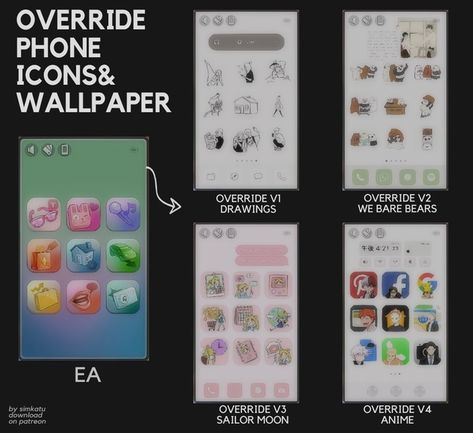 override phone: icons & wallpaper | Patreon Sims 4 Phone Wallpaper Override, Sims 4 Phone Override, Ts4 Loading Screen, The Sims 4 Loading Screen, Sims 4 Overrides, Sim4 Mods, Sims 4 Free Mods, Movie Map, Sims 4 Cas Background