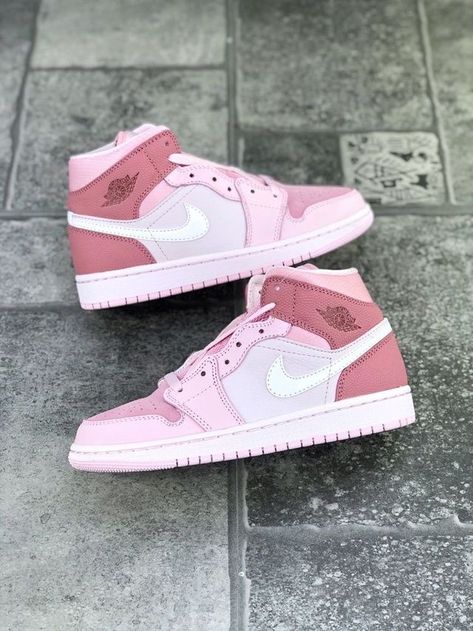 a424ed4bd3a7d6aea720b86d4a360f75desc33998666ri Jordan 1 Mid Digital Pink, Air Jordan 1 Mid Digital Pink, Nike Casual Shoes, Jordan Shoes For Women, Nike Air Force 1 Outfit, Sneaker Outfits, Shoes Aesthetic, Jordan Sneaker, Sports Shoes Outfit