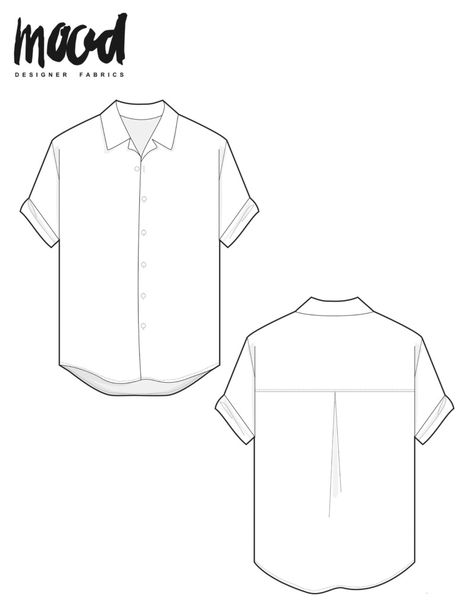 The Carya Shirt - Free Unisex Sewing Pattern - Mood Sewciety T Shirt Patterns To Sew, Sewing Patterns For Men Shirt, Men’s Shirt Pattern Free, Sewing Pattern Mens Shirt, Free Mens Shirt Pattern, Mens Free Sewing Patterns, Men's Shirt Patterns Free, Free Button Up Shirt Sewing Pattern, Unisex Sewing Patterns Free