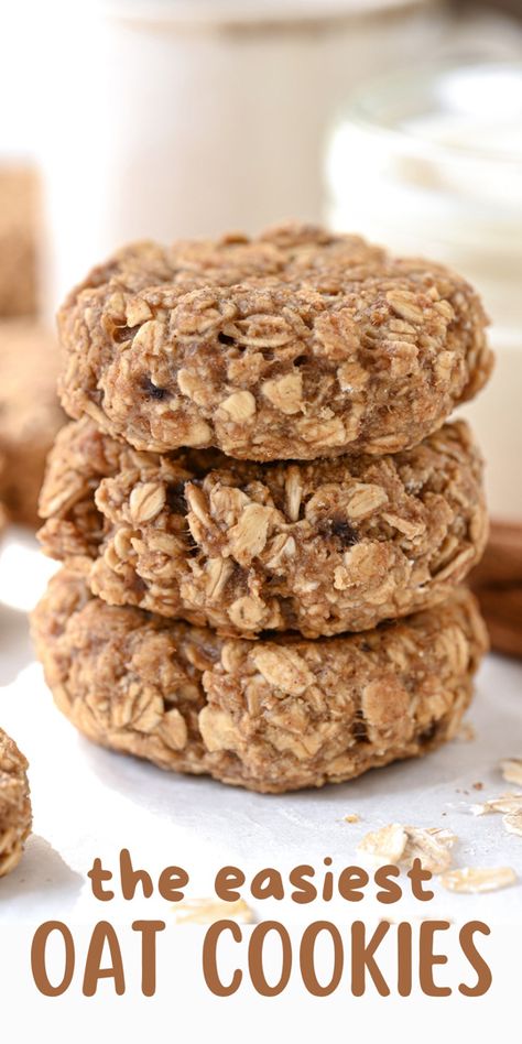 Easy healthy oatmeal cookies Protein Oatmeal Breakfast Cookies, High Fiber Oatmeal Cookies, High Fiber Breakfast Cookies, High Protein Oatmeal Cookies, Oat Protein Cookies, Protein Oatmeal Cookies, Easy Oatmeal Cookies, Oatmeal Protein Cookies, Protein Breakfast Cookies