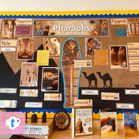 Poster Board Ideas School Project Egypt, Ancient Egyptian Art Projects, Egyptian Classroom Display, Ancient Egypt Display Ks2, History Board Ideas, Egypt School Projects, Egyptian Display Ks2, Egypt School Projects For Kids, Ancient Egypt Classroom Display