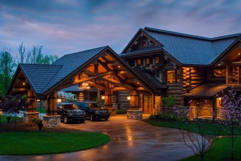 The Rustic Luxury Houses Are Stone and Wood Perfection (30 Photos) (5) Log Home Builders, Log Home Plans, Log Home Decorating, Casa Country, Log Cabin Homes, Timber House, Log Home, Mountain Homes, Luxury Homes Dream Houses