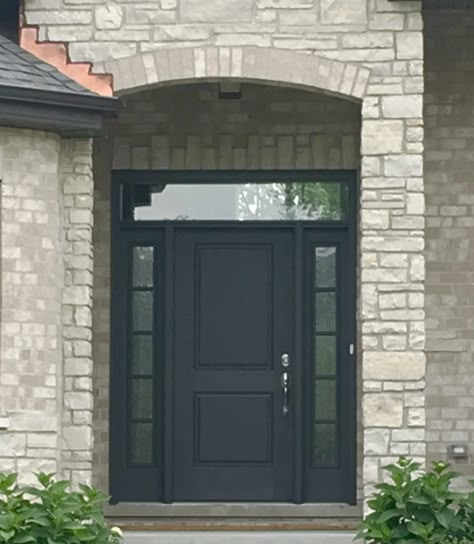 Transom Windows Front Door, Black Front Door And Sidelights, Exterior Door With Transom Window, Front Door With Side Lights And Transom, Black Front Door With Sidelights And Transom, Front Door With Sidelights And Transom, Front Door No Windows, Therma Tru Front Door, Front Door With Side Windows