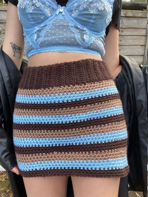 Crochet Clothes Knitting & Tools, Striped Crochet Skirt, Crochet Patterns Skirt, Free Crochet Skirt Patterns, Skirt Crochet Pattern Free, Crochet Fashion Patterns Free, Crochet Mini Skirt Pattern, Knitted Skirt Outfit, Crochet Skirt Free Pattern