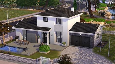 N♡ĿΛИΛ on Instagram: "Base Game | Maison Moderne 🌍 | 30x30 • Newcrest 💵 | §69078 ❌ | No CC 🌈 | ID • NolanaSims Le speed build est disponible sur ma chaîne YouTube. Lien dans ma bio ! ♡ #showusyourbuilds #sims4 #sims #thesims #simstagram #thesims4 #nocc #sccregram #simshousedesign #thesims4house #ts4" Sims 4 Builds No Cc Base Game, Sims 4 House Ideas Base Game, Sims 4 Houses No Cc Base Game, Small House The Sims 4, Sims 4 Base Game House Layout, Sims 4 House No Cc, Sims 4 Houses No Cc, Modern House Sims 4, Small Sims 4 Houses