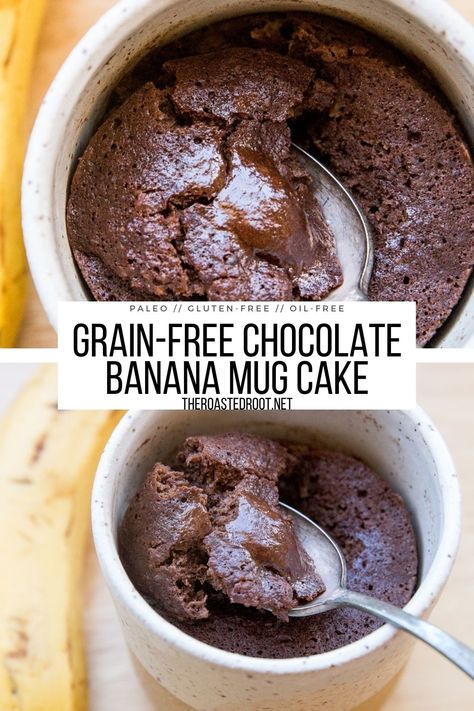 Chocolate Banana Mug Cake, Healthy Single Serve Desserts, Simple Mug Cake Recipe, Single Serve Dessert Recipes, Paleo Mug Cake, Gluten Free Mug Cake, Microwave Mug Recipes, Banana Mug Cake, Healthy Chocolate Banana